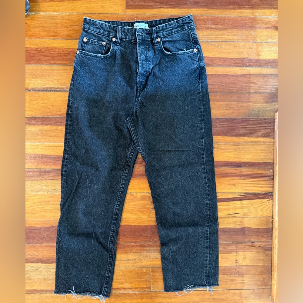 Zara High Waisted Black Denim Jeans